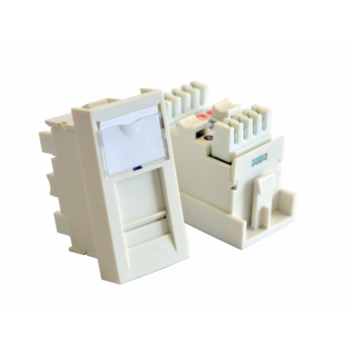RJ-45 UTP Cat. 5E 22.5x45 mm insert with shutter and label field, white
